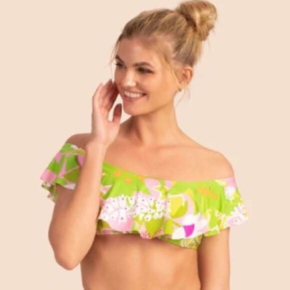 Trina Turk Womens La Palma Printed
Off-the-Shoulder Bikini Swim Top swimsuit 6 - Picture 2 of 12